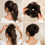 Natural Messy Hair Bun Dark Brown Scrunchie