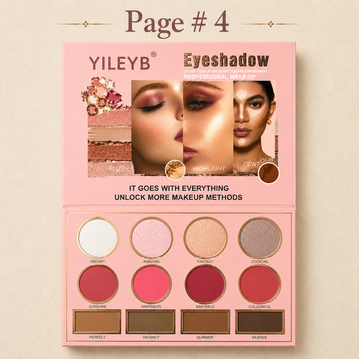 YILEYB 84-Color Makeup Palette Page 4 - Blush Highlight Contour