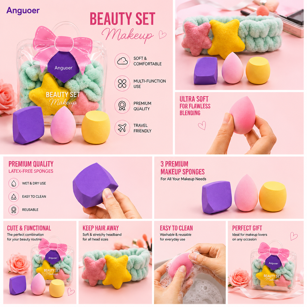Beauty Headband & 3 Makeup Blender Set