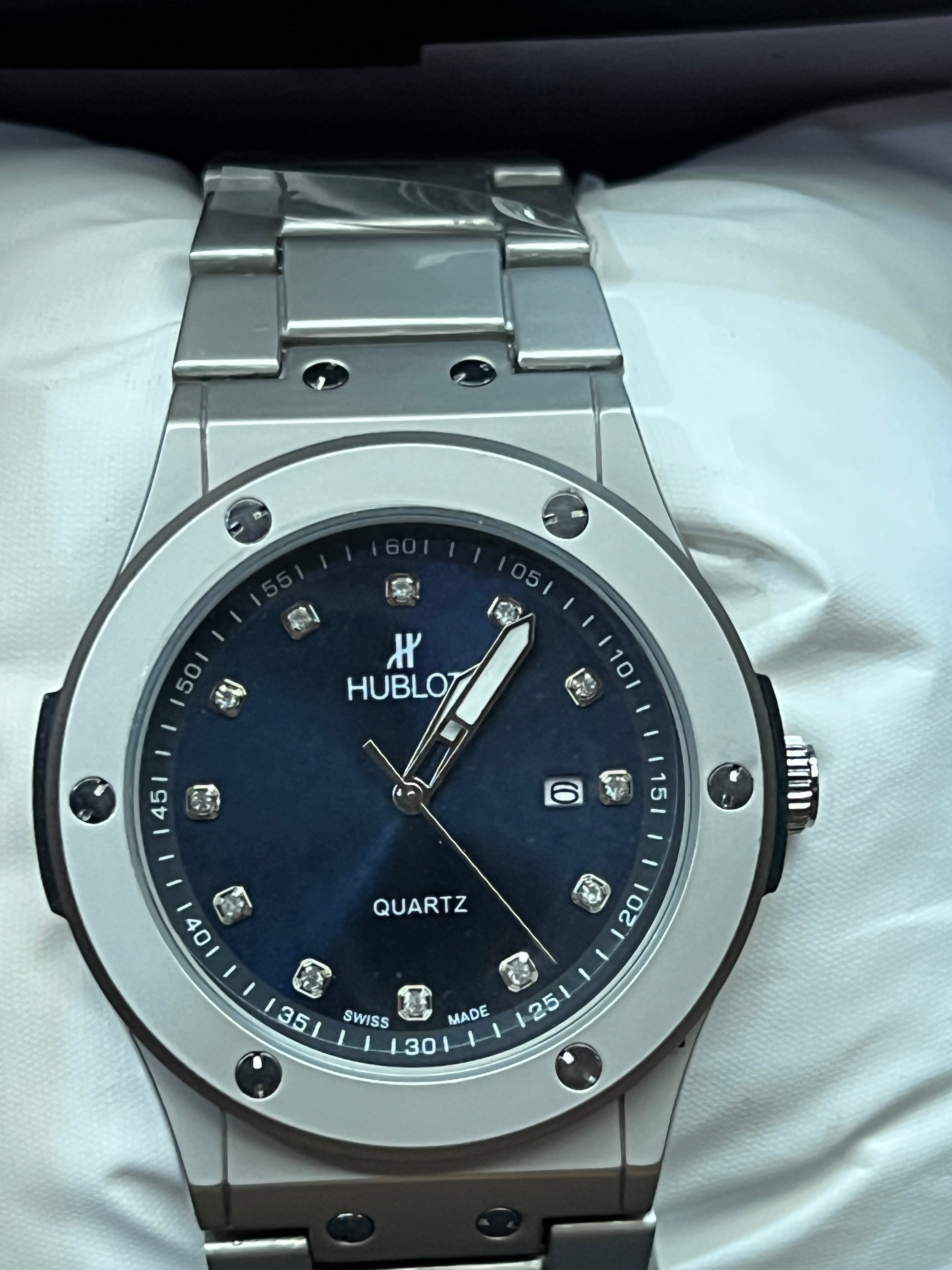 Midnight Blue Classic Fusion Style Watch - Diamond Dial & Steel Watch