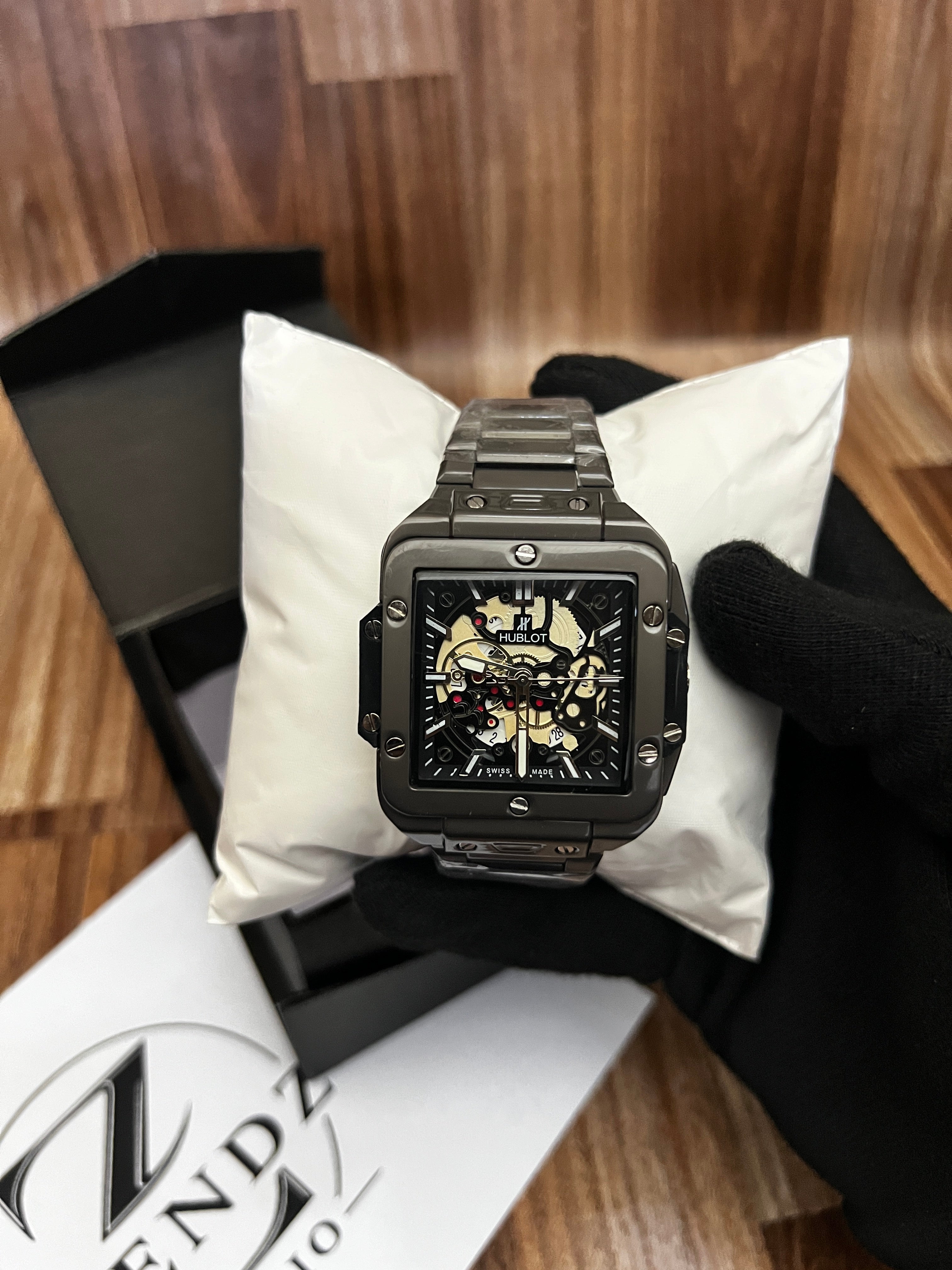 Luxury watch Hublot Square Bang Skeleton Dial Display Black
