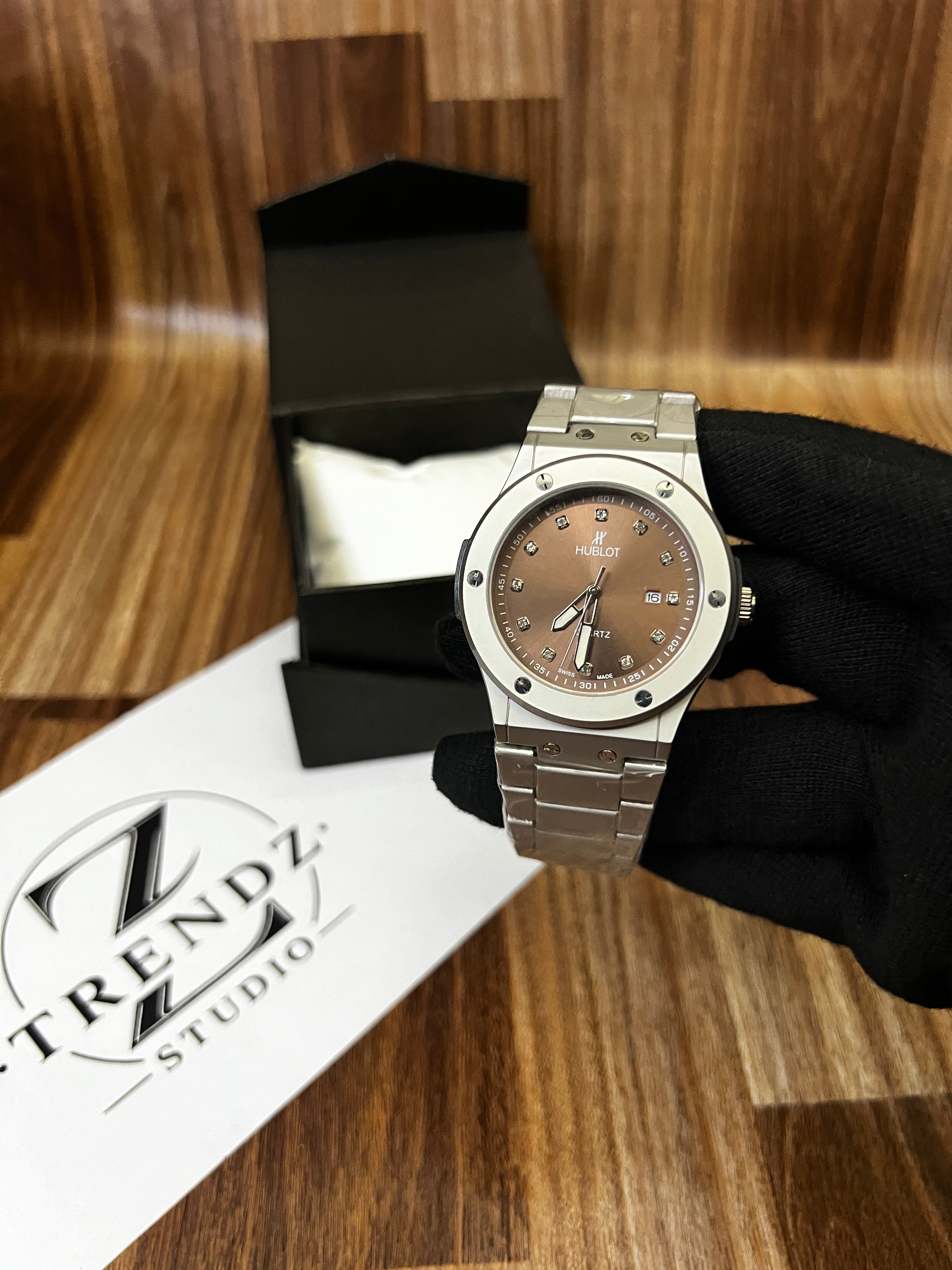 Brown Classic Fusion Style Watch - Diamond Dial & Steel Watch Sale