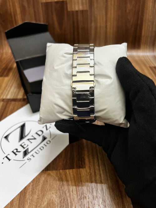 Bin Bond Silver Watch for Men – Luxury Stainless Steel Quartz Wrist Watch