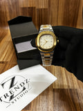 TrueTime Silver Golden Stainless Steel Quartz Watch for Men (SILVER N GOLDEN)