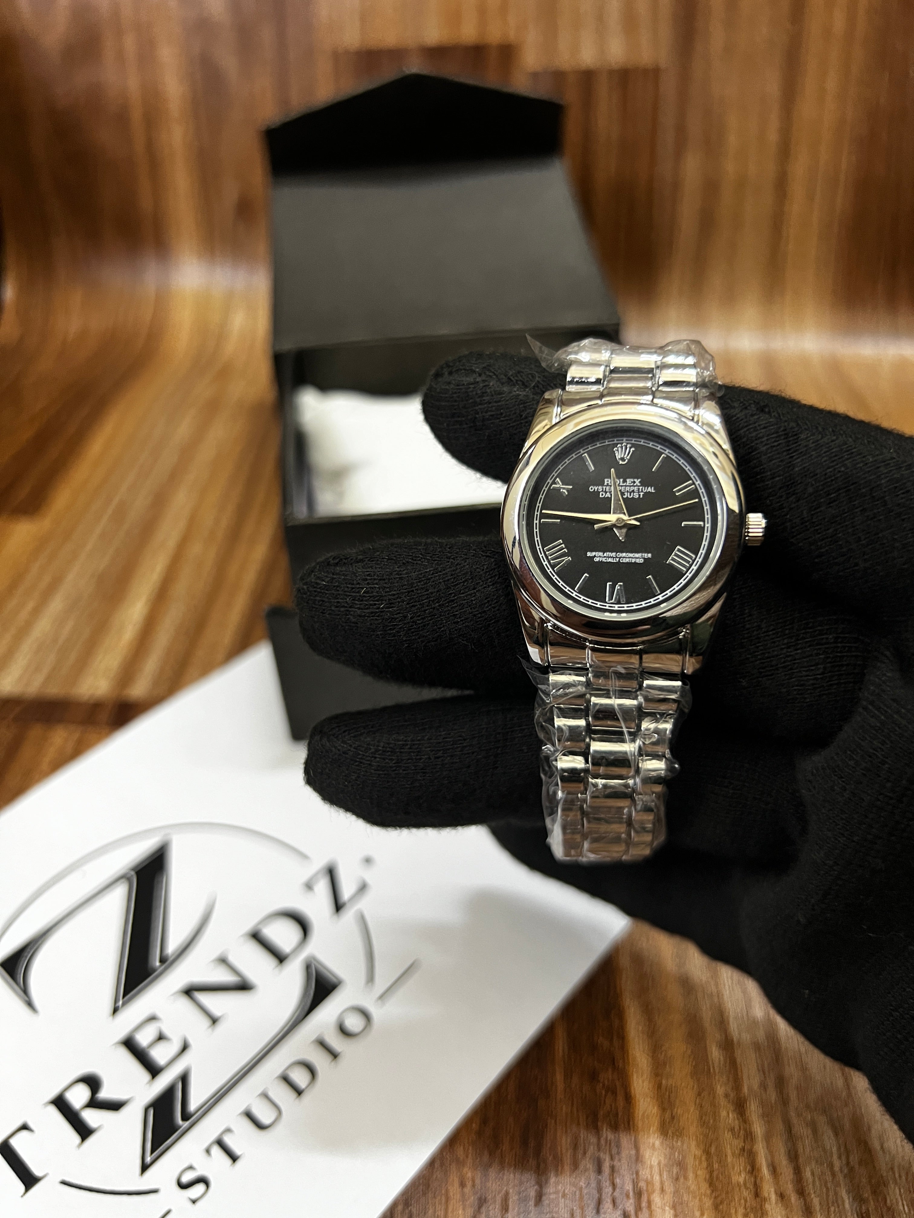 Luxury Datejust Style Black Dial Roman Watch Women