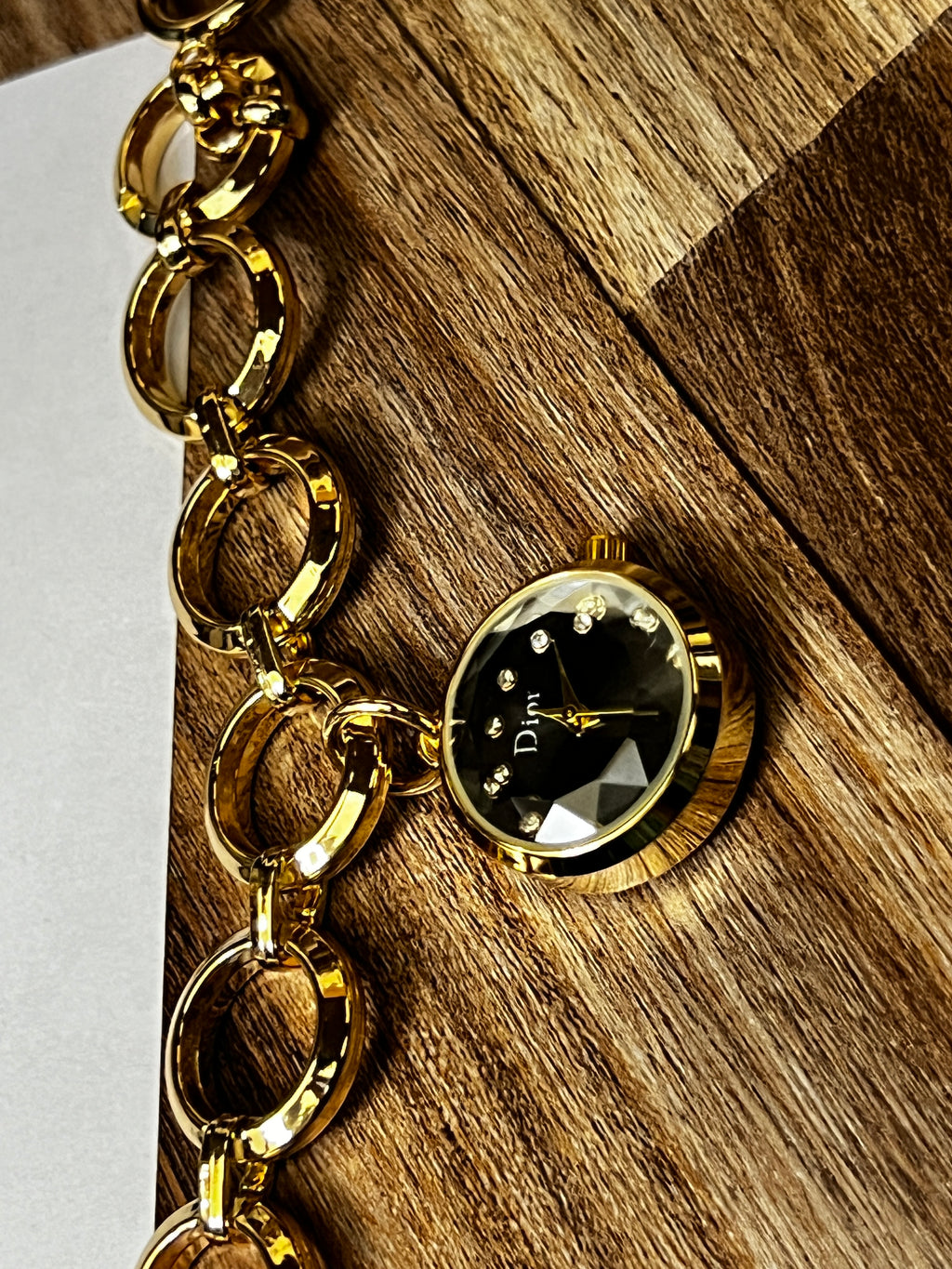 Dior Style Gold Chain Bracelet Watch Women
