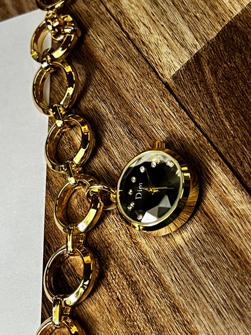 Dior Style Gold Chain Bracelet Watch Women
