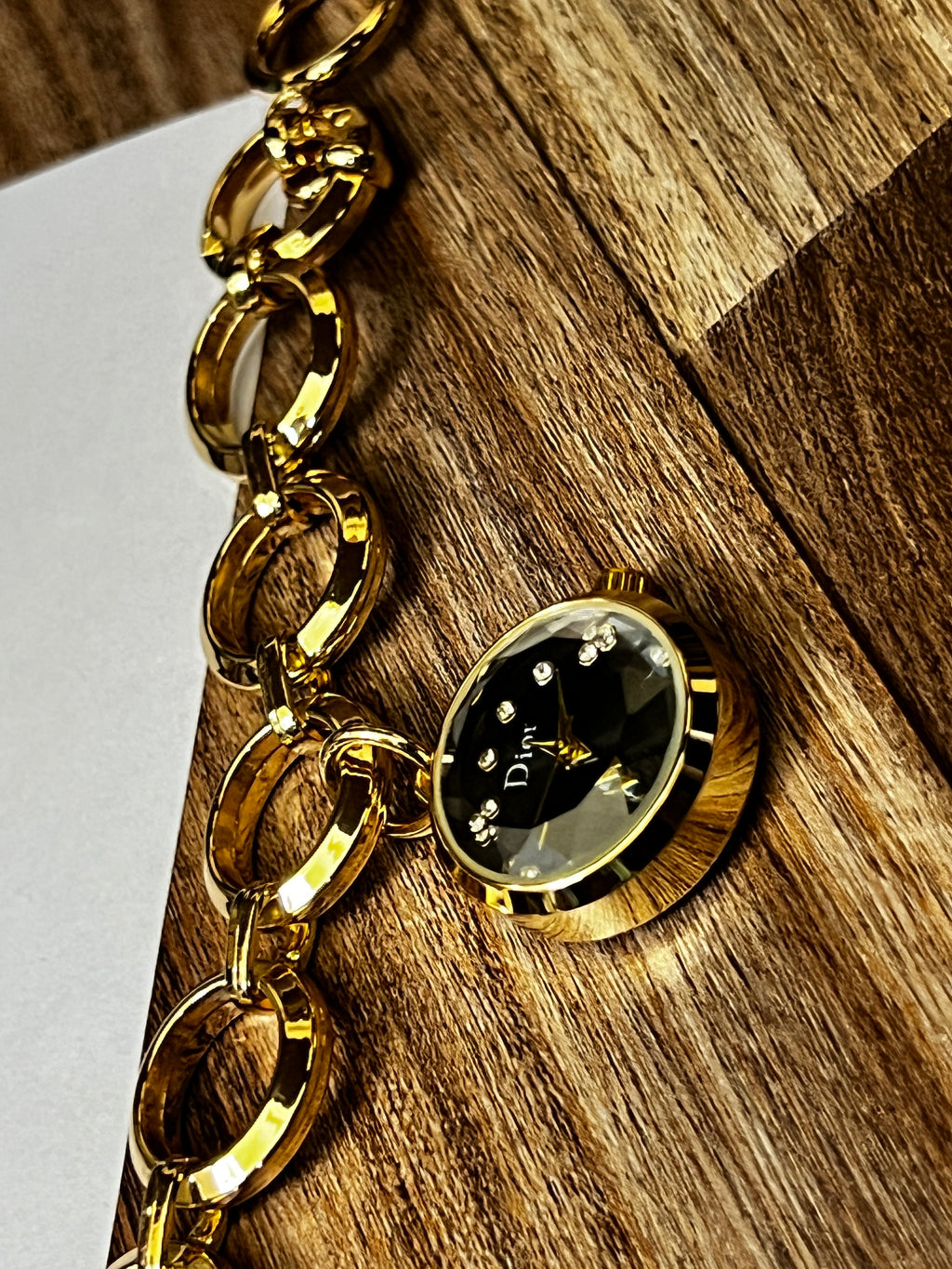 Dior Style Gold Chain Bracelet Watch Women