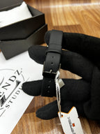 XENLEX Black Leather Strap Watch