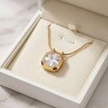 Gold Crystal Stainless Steel Square Pendant Necklace
