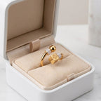 Gold Cube & Ball Open Ring
