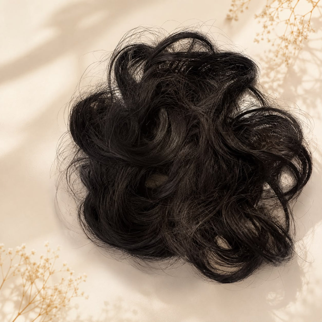 Natural Messy Hair Bun Dark Brown Scrunchie