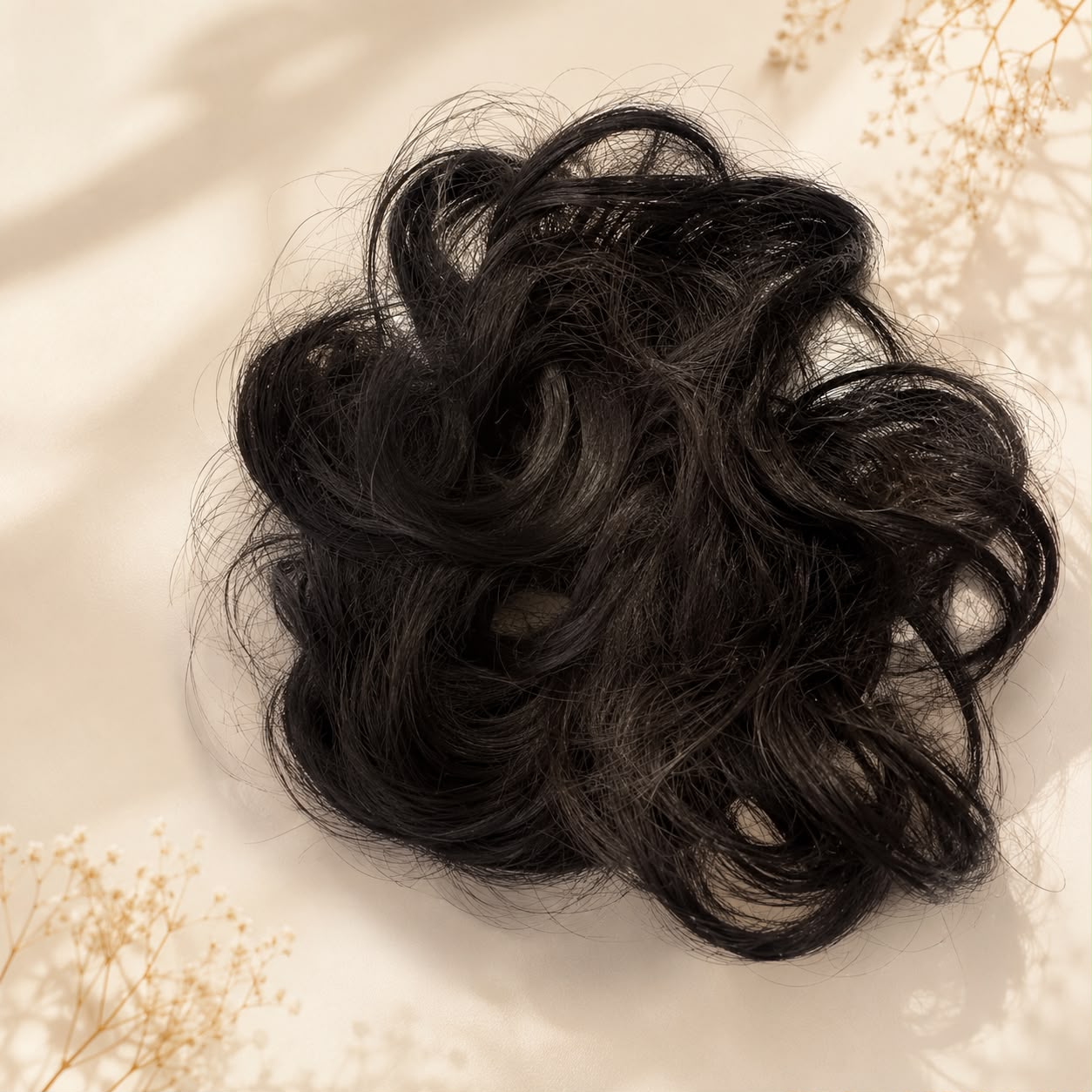 Natural Messy Hair Bun Dark Brown Scrunchie