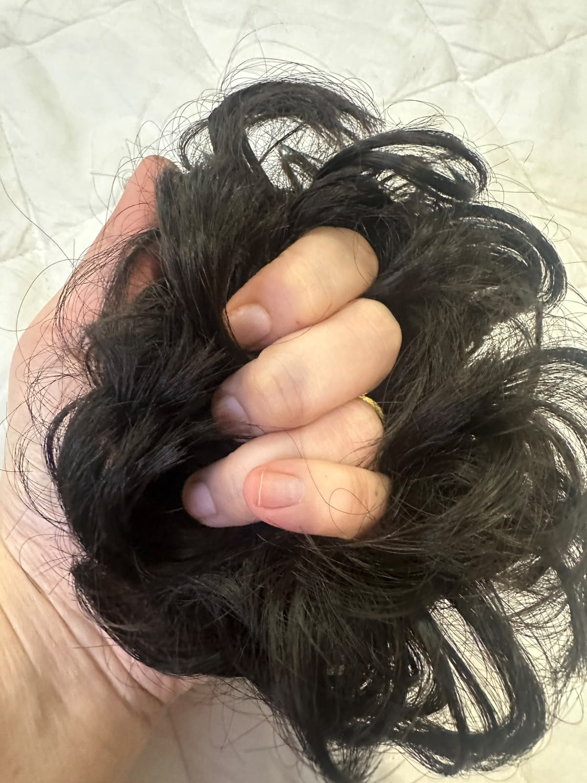 Natural Messy Hair Bun Dark Brown Scrunchie