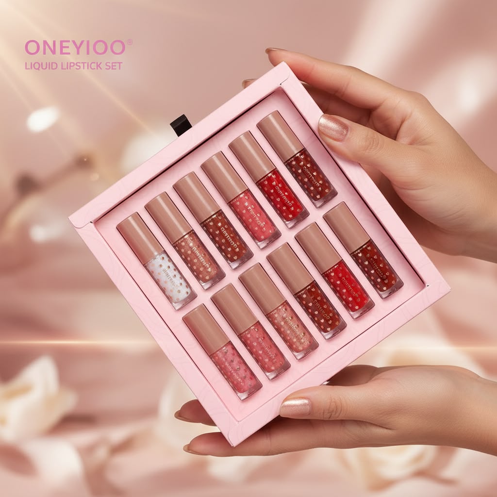 All 12 mini lip gloss tubes laid out