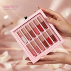 All 12 mini lip gloss tubes laid out