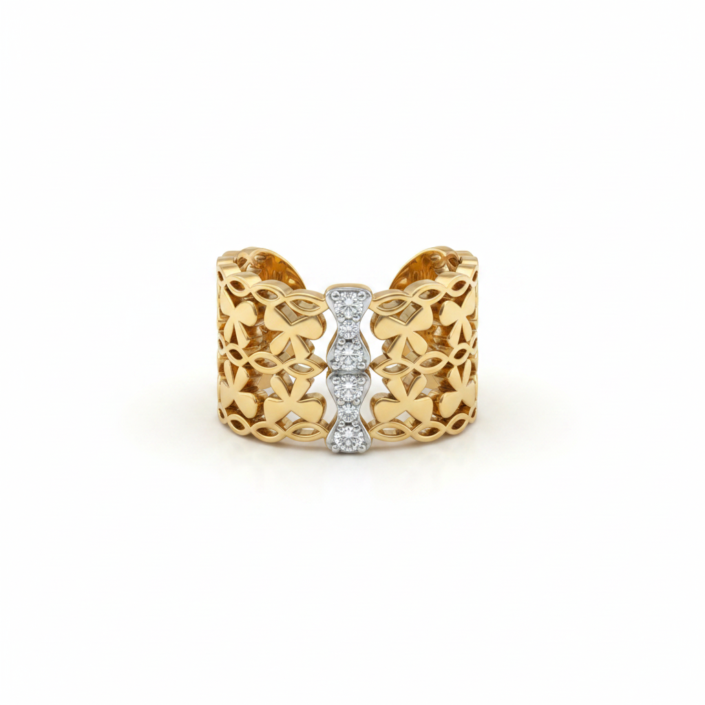 Gold lace stainless steel ring hero shot
