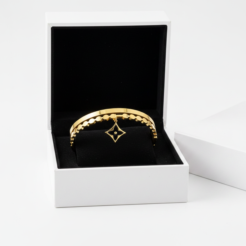 Gold Star Charm Bangle - Jewelry Box Packaging