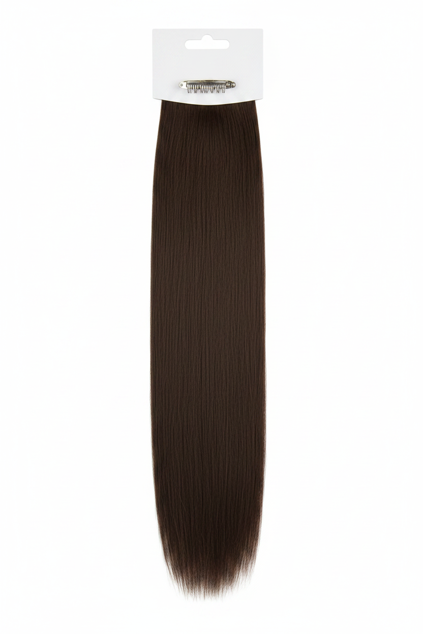 Brown straight clip-in hair extensions