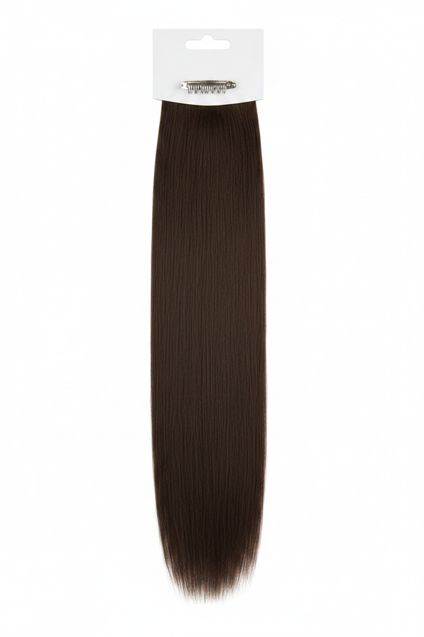 Brown straight clip-in hair extensions