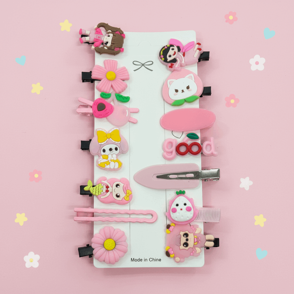 Kids Hair Clips – Pastel Pink Floral Background