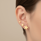 Plain Flat Gold Star Studs - One Ear